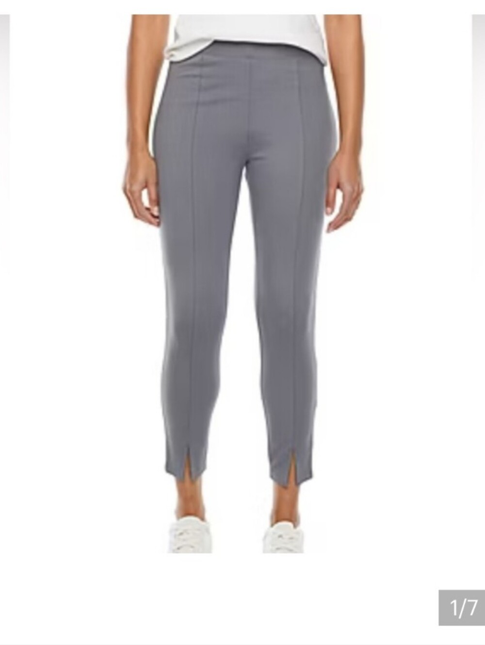 STYLUS Large High Rise Front Slit Pull On Ankle Pants Highland Gray